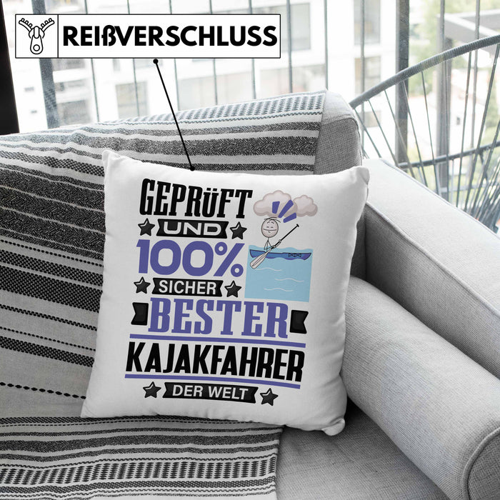 Kajakfahrer Geschenk Lustiger Spruch für Kajakfahrer Geschenkidee Bester Kajakfahrer Der WeltKissen mit Füllung 40x40 (Grau) Grau Trendation