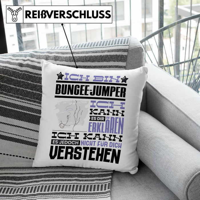 Bungee-Jumper Geschenk Kaffee-Kissen mit Füllung 40x40 Geschenkidee für Bungee-Jumper Ich Bin Bungee-Jumper Ich Kann Es Dir Erklären Jedoch Nicht Für Dich Verstehen Spruch Lustig (Grau) Rosa Trendation