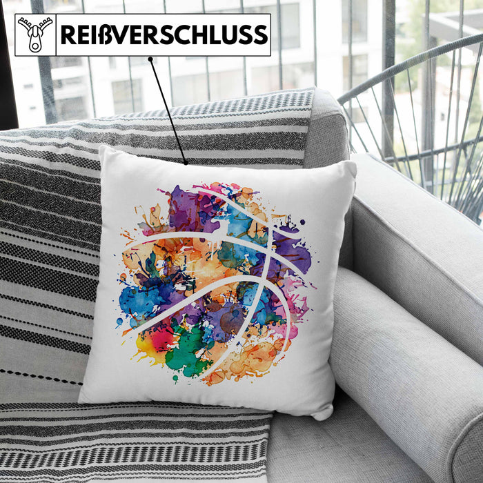Basketball Kissen mit Füllung 40x40 Geschenk für Basketballspieler Basketball Trainer Coach (Grau) Grün Trendation
