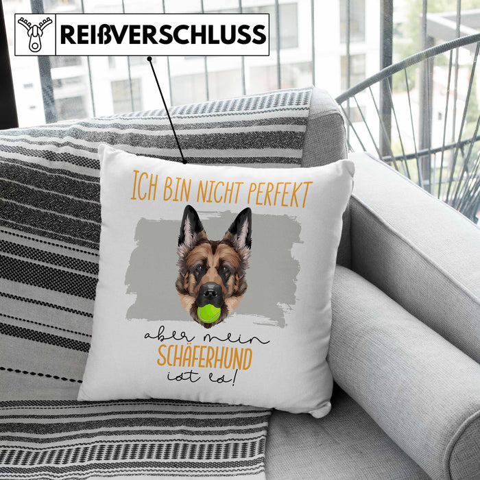 Schäferhund Besitzer Kissen mit Füllung 40x40 Geschenk Lustiger Spruch Geschenkidee Besitzerin Ich Bin Nicht toll Aber Mein Schäferhund Ist Es (Grau) Rosa Trendation