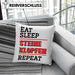 Steinmetz Kissen mit Füllung 40x40 Geschenk Spruch Geschenkidee Eat Sleep Steine Klopfen Repeat (Grau) Rosa Trendation