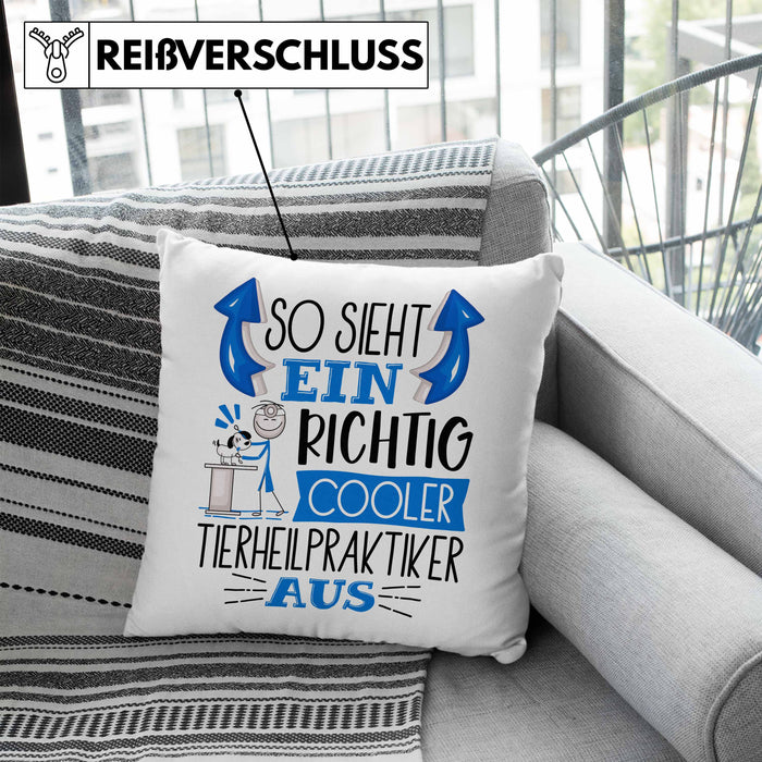 Tierheilpraktiker Kissen mit Füllung 40x40 So Sieht Ein Richtig Cooler Tierheilpraktiker Aus Geschenk Lustiger Spruch Geschenkidee (Grau) Blau Trendation