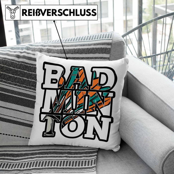 Badminton-Kissen mit Füllung 40x40 Geschenk für Badminton-Spieler Badminton-Trainer (Grau) Grau Trendation
