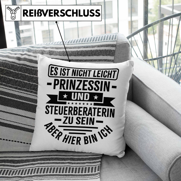 Steuerberaterin Geschenk Kissen mit Füllung 40x40 Geschenkidee Prinzessin (Grau) Rosa Trendation