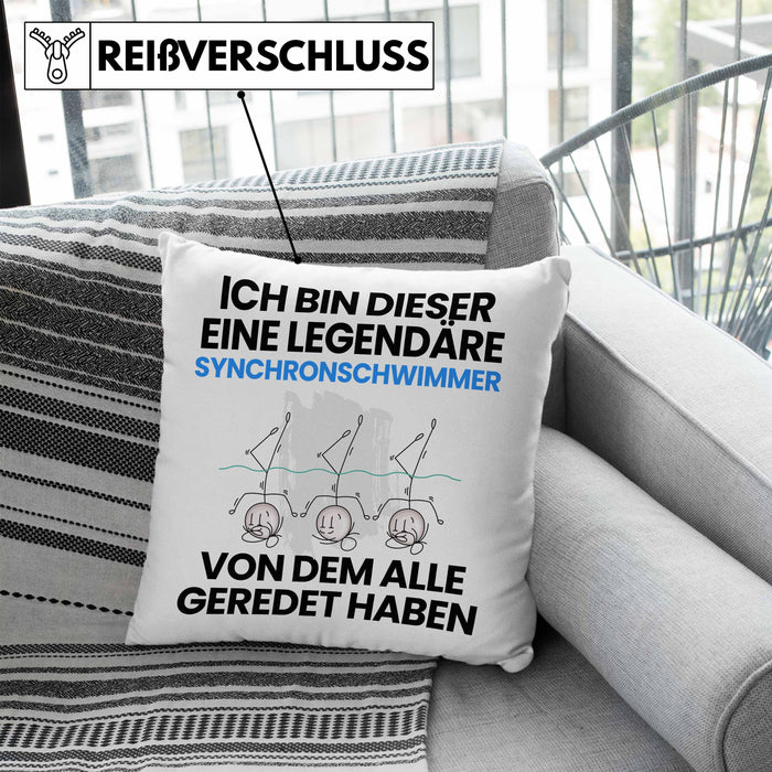 Synchronschwimmer Geschenk Kissen mit Füllung 40x40 Lustige Geschenkidee Geburtstag für Synchronschwimmer Ich Bin Dieser Legendäre Synchronschwimmer Von Dem Alle Geredet Haben (Grau) Blau Trendation
