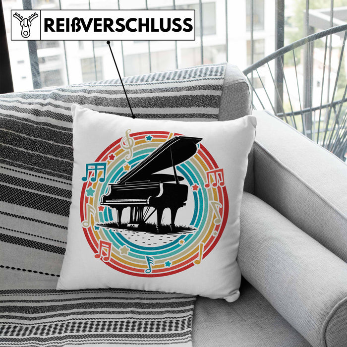 Piano-Spieler Kissen mit Füllung 40x40 Geschenk Klavier Geschenkidee Flügel Musiker (Grau) Blau Trendation