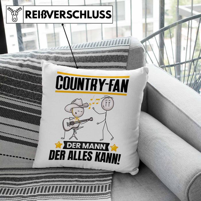 Country-Fan Kissen mit Füllung 40x40 Geschenk für Country-Fan Der Mann Der Alles Kann Geschenkidee zum Geburtstag (Grau) Rosa Trendation