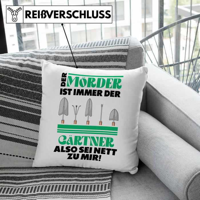 Gärtner Kissen mit Füllung 40x40 mit Spruch Garten Hobbygärtner Geschenk Lustig Gärtnerin Geschenkidee (Grau) Grau Trendation