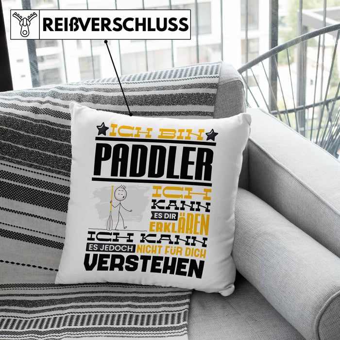 Paddler Geschenk Kaffee-Kissen mit Füllung 40x40 Geschenkidee für Paddler Ich Bin Paddler Ich Kann Es Dir Erklären Jedoch Nicht Für Dich Verstehen Spruch Lustig (Grau) Rosa Trendation