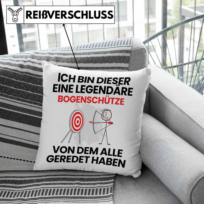 Bogenschütze Geschenk Kissen mit Füllung 40x40 Lustige Geschenkidee Geburtstag für Bogenschütze Ich Bin Dieser Legendäre Bogenschütze Von Dem Alle Geredet Haben (Grau) Blau Trendation