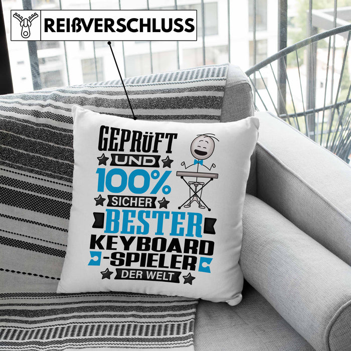 Keyboard-Spieler Geschenk Lustiger Spruch für Keyboard-Spieler Geschenkidee Bester Keyboard-Spieler Der WeltKissen mit Füllung 40x40 (Grau) Grün Trendation