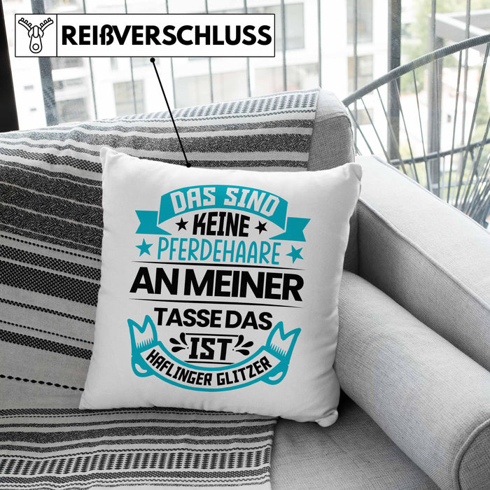 Haflinger Kissen mit Füllung 40x40 Geschenk Pferde-Liebhaberin Haflinger-Liebhaberin Geschenkidee Pferde Reiterin (Grau) Rosa Trendation