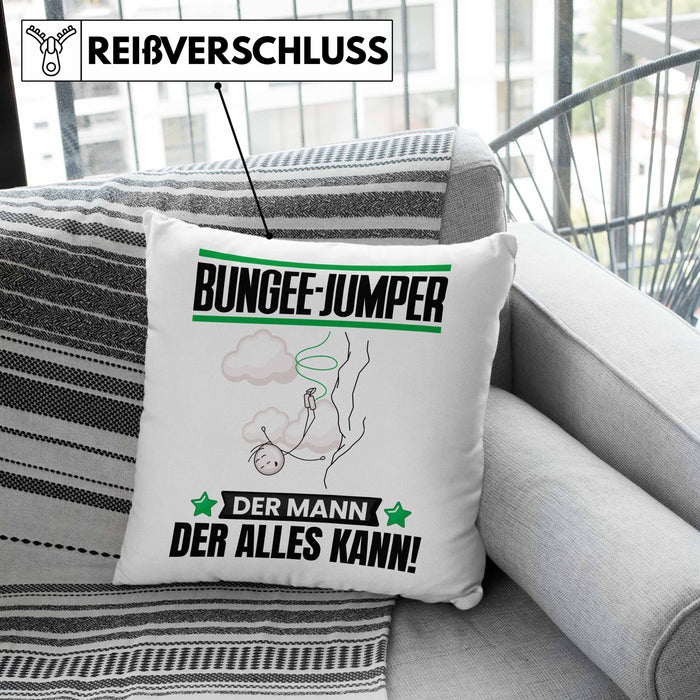 Bungee-Jumper Kissen mit Füllung 40x40 Geschenk für Bungee-Jumper Der Mann Der Alles Kann Geschenkidee zum Geburtstag (Grau) Rosa Trendation