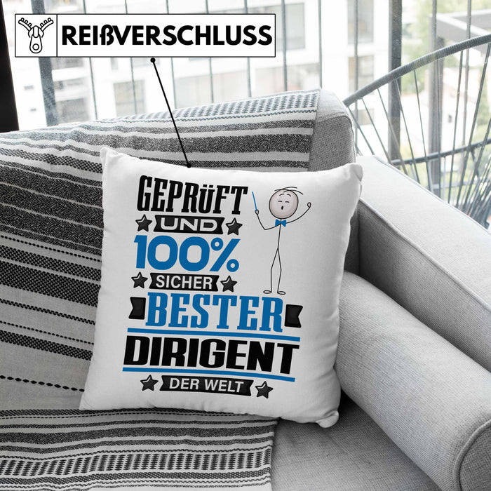 Dirigent Geschenk Lustiger Spruch für Dirigent Geschenkidee Bester Dirigent Der WeltKissen mit Füllung 40x40 (Grau) Grün Trendation