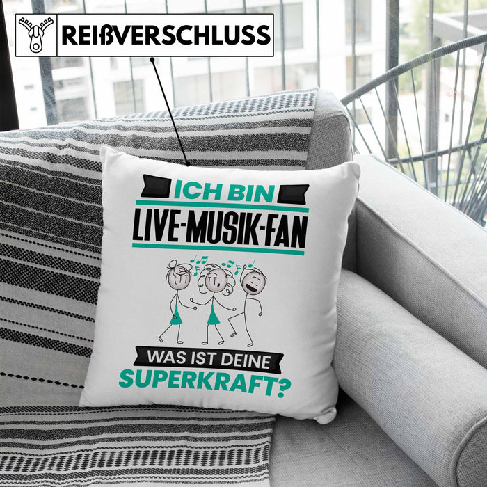 Live-Musik-Fan Kissen mit Füllung 40x40 Geschenk für Live-Musik-Fan Geburtstag Lustiger Spruch Was Ist Deine Superkraft (Grau) Blau Trendation