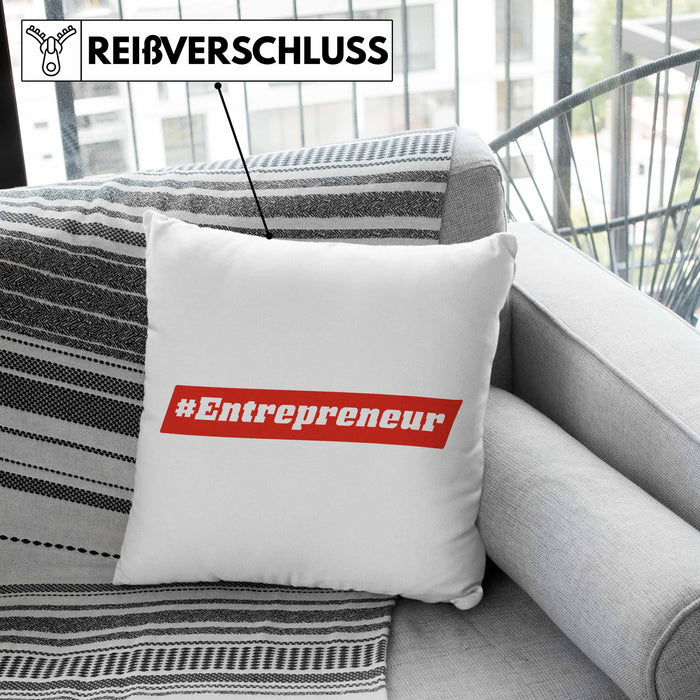 Entrepreneur Kissen mit Füllung 40x40 Entrepreneurship Geschenk Spruch Motivation (Grau) Rosa Trendation