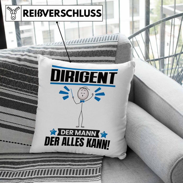 Dirigent Kissen mit Füllung 40x40 Geschenk für Dirigent Der Mann Der Alles Kann Geschenkidee zum Geburtstag (Grau) Grün Trendation