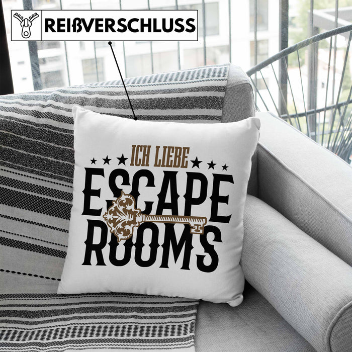Escape Room Lustige Kissen mit Füllung 40x40 Escape Room Fans Geschenkidee (Grau) Blau Trendation
