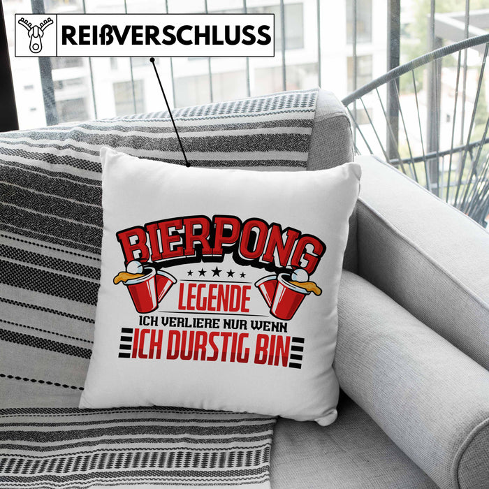 Bierpong Kissen mit Füllung 40x40 Geschenk Beerpong Spruch Geschenkidee (Grau) Grün Trendation