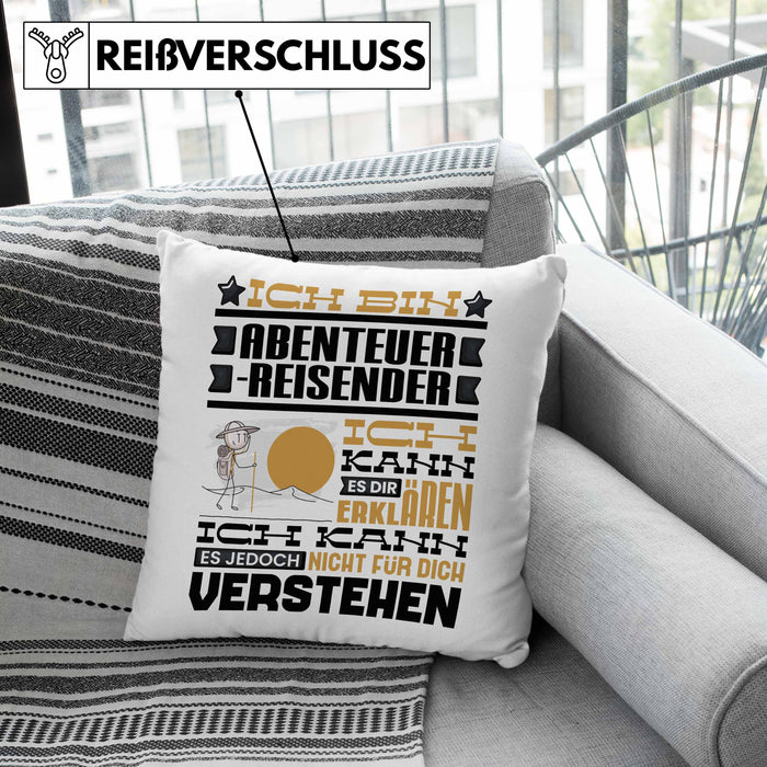 Abenteuerreisender Geschenk Kaffee-Kissen mit Füllung 40x40 Geschenkidee für Abenteuerreisender Ich Bin Abenteuerreisender Ich Kann Es Dir Erklären Jedoch Nicht Für Dich Verstehen Spruch Lustig (Grau) Grau Trendation