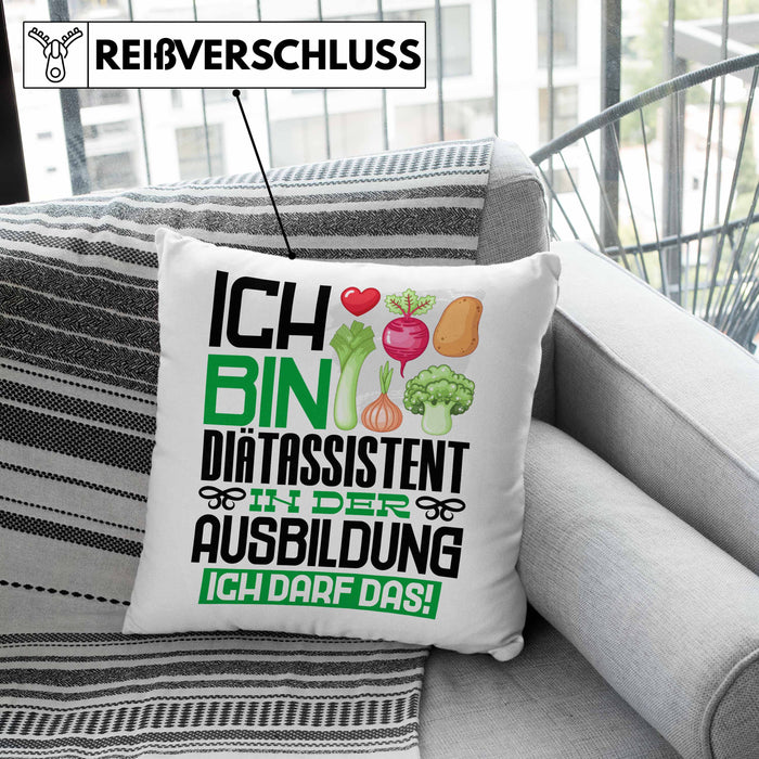 Diätassistent Ausbildung Kissen mit Füllung 40x40 Geschenk Ich Bin Diätassistent In Der Ausbildung Ich Darf Das Geschenkidee Spruch (Grau) Grau Trendation
