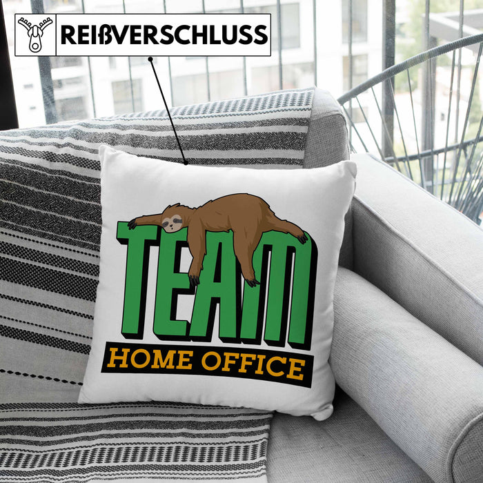 Arbeit Kissen mit Füllung 40x40 "Team Homeoffice" - Geschenkidee für Faultier-Fans (Grau) Grau Trendation