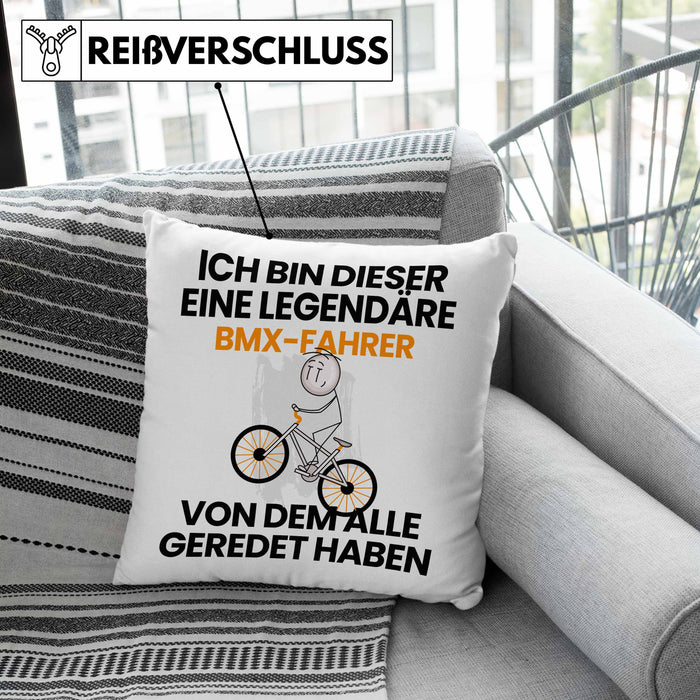 BMX-Fahrer Geschenk Kissen mit Füllung 40x40 Lustige Geschenkidee Geburtstag für BMX-Fahrer Ich Bin Dieser Legendäre BMX-Fahrer Von Dem Alle Geredet Haben (Grau) Rosa Trendation