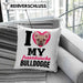 Französische Bulldogge Besitzerin Kissen mit Füllung 40x40 Geschenk Lustiger Spruch Geschenkidee I Love My Französische Bulldogge (Grau) Blau Trendation
