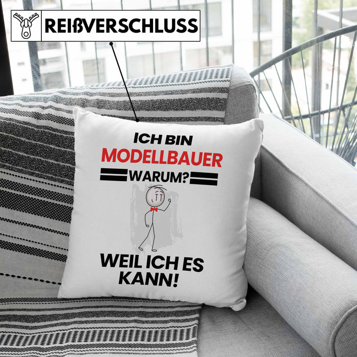 Modelbauer Geschenk Kissen mit Füllung 40x40 Lustiger Spruch Ich Bin Modelbauer Warum Weil Ich Es Kann Geschenkidee Bester Modelbauer Geburtstag (Grau) Grün Trendation