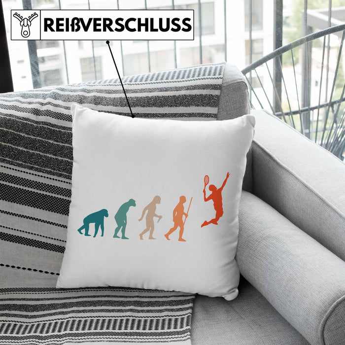 Lustige Badminton Kissen mit Füllung 40x40 Geschenk für Badmintonspieler Badminton Lehrer Coach Trainer Geschenkidee Evolution (Grau) Blau Trendation