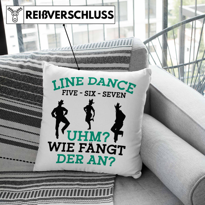 Lustige Line Dance Kissen mit Füllung 40x40 - Tolles Geschenk für Line Dance Enthusiasten (Grau) Grau Trendation