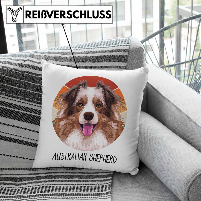Australian Shepherd Besitzer Kissen mit Füllung 40x40 Geschenk Lustiger Spruch Geschenkidee Australian Shepherd Mama Papa (Grau) Grün Trendation