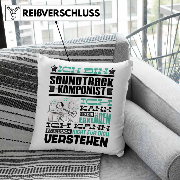 Soundtrack-Komponist Geschenk Kissen mit Füllung 40x40 Lustige Geschenkdiee für einen Soundtrack-Komponist Geburtstag Ich Bin Soundtrack-Komponist Ich Kann Es Dir Erklären Aber Nicht Für Dich Verstehen (Grau) Rosa Trendation