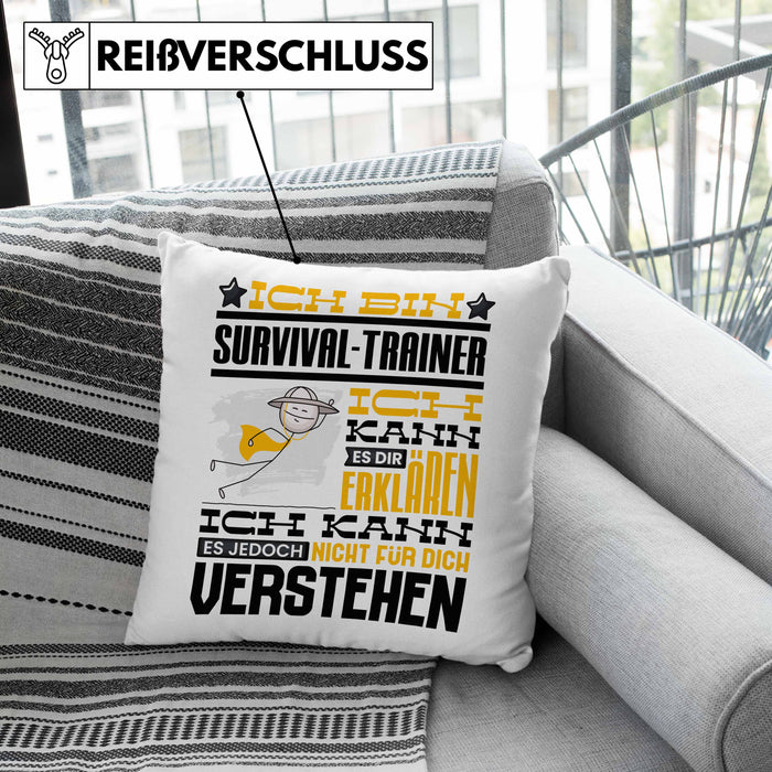 Survival-Trainer Geschenk Kaffee-Kissen mit Füllung 40x40 Geschenkidee für Survival-Trainer Ich Bin Survival-Trainer Ich Kann Es Dir Erklären Jedoch Nicht Für Dich Verstehen Spruch Lustig (Grau) Rosa Trendation
