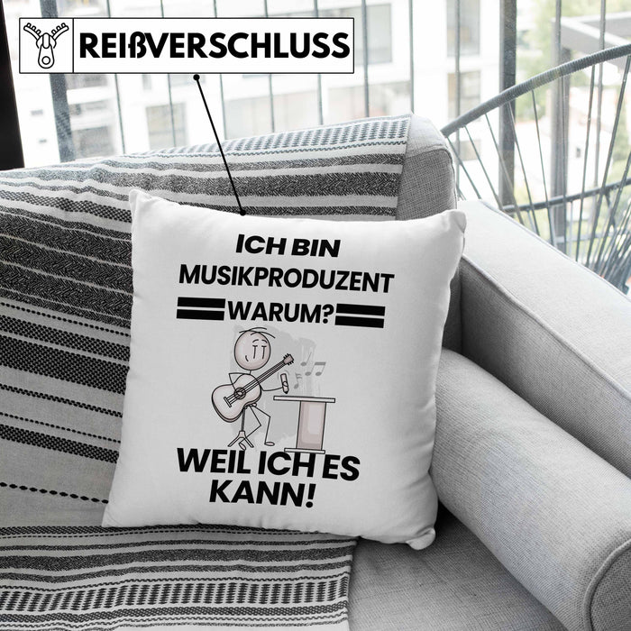 Musikproduzent Geschenk Kissen mit Füllung 40x40 Lustiger Spruch Ich Bin Musikproduzent Warum Weil Ich Es Kann Geschenkidee Bester Musikproduzent Geburtstag (Grau) Grün Trendation