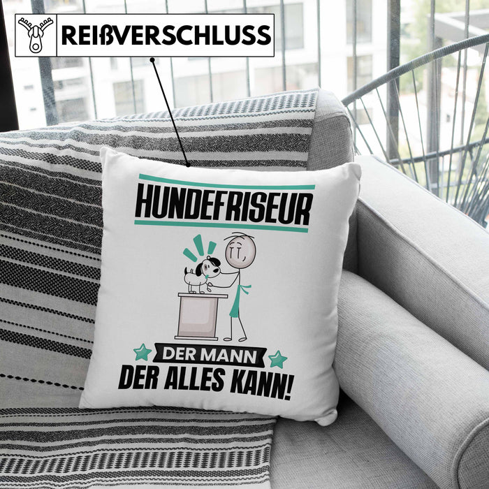 Hundefriseur Kissen mit Füllung 40x40 Geschenk für Hundefriseur Der Mann Der Alles Kann Geschenkidee zum Geburtstag (Grau) Grau Trendation