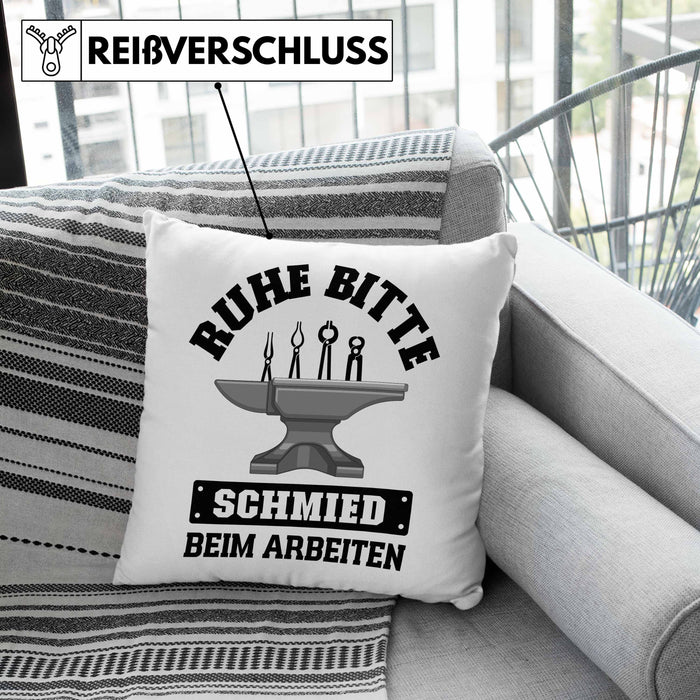 Schmied Geschenke Kissen mit Füllung 40x40 mit Spruch Hufschmied Geschenkidee (Grau) Grau Trendation