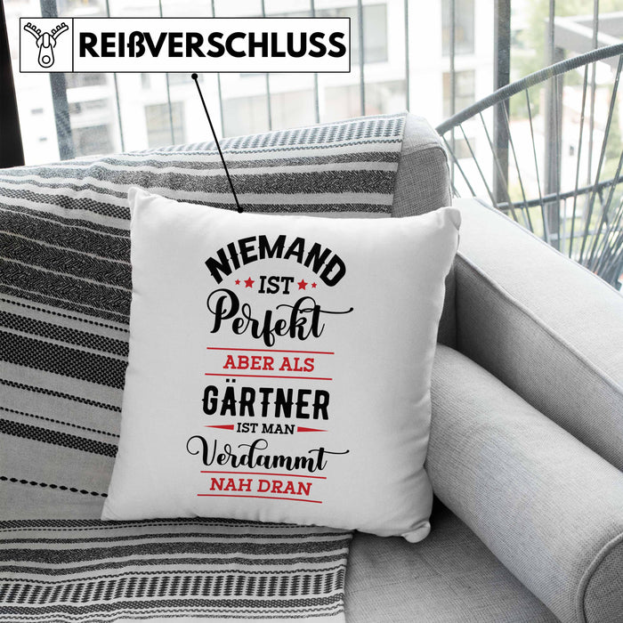 Gärtner Kissen mit Füllung 40x40 Geschenk Hobbygärtner Geschenkidee Niemand Ist toll (Grau) Blau Trendation