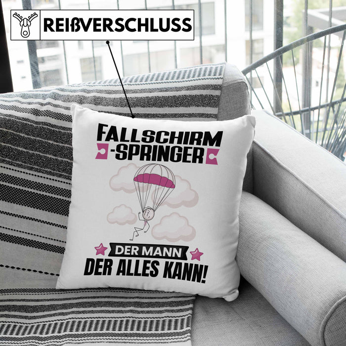 Fallschirmspringer Kissen mit Füllung 40x40 Geschenk für Fallschirmspringer Der Mann Der Alles Kann Geschenkidee zum Geburtstag (Grau) Grau Trendation