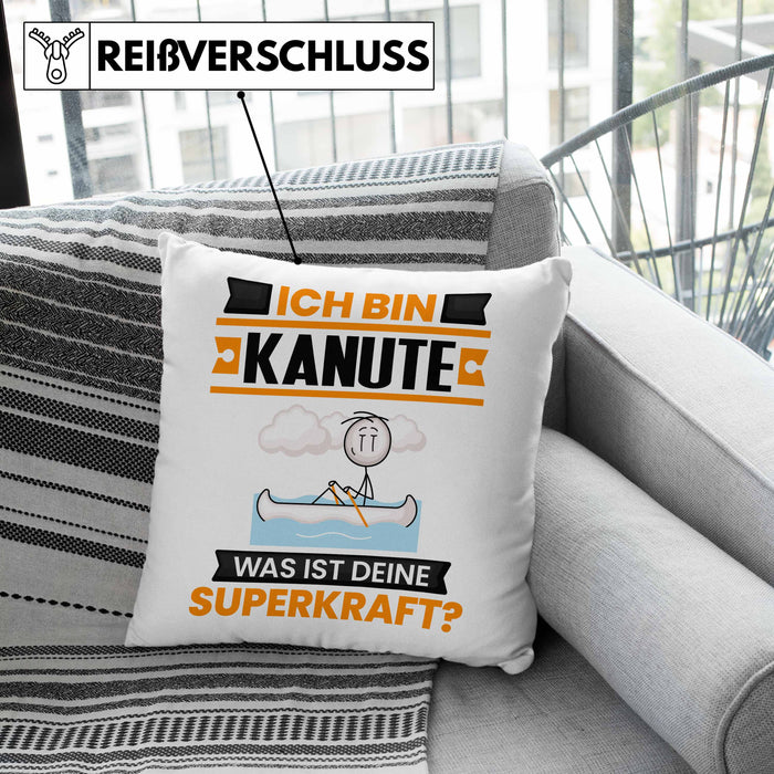 Kanute Kissen mit Füllung 40x40 Geschenk für Kanute Geburtstag Lustiger Spruch Was Ist Deine Superkraft (Grau) Grau Trendation
