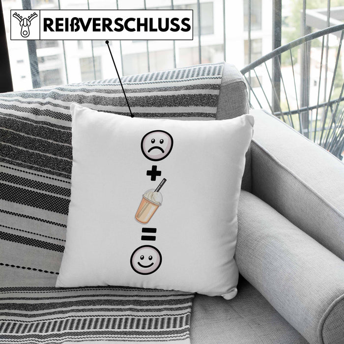 Pumpkin-Spice Kissen mit Füllung 40x40 Geschenk für Pumpkinspice Liebhaber Lustige Geschenkidee :( + Pumpkinspice = :) Geburtstag (Grau) Grau Trendation