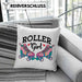 Rollschuh Kissen mit Füllung 40x40 Geschenk für Roller Girls "Roller Girl" Nostalgie 80er 90er Jahre (Grau) Blau Trendation