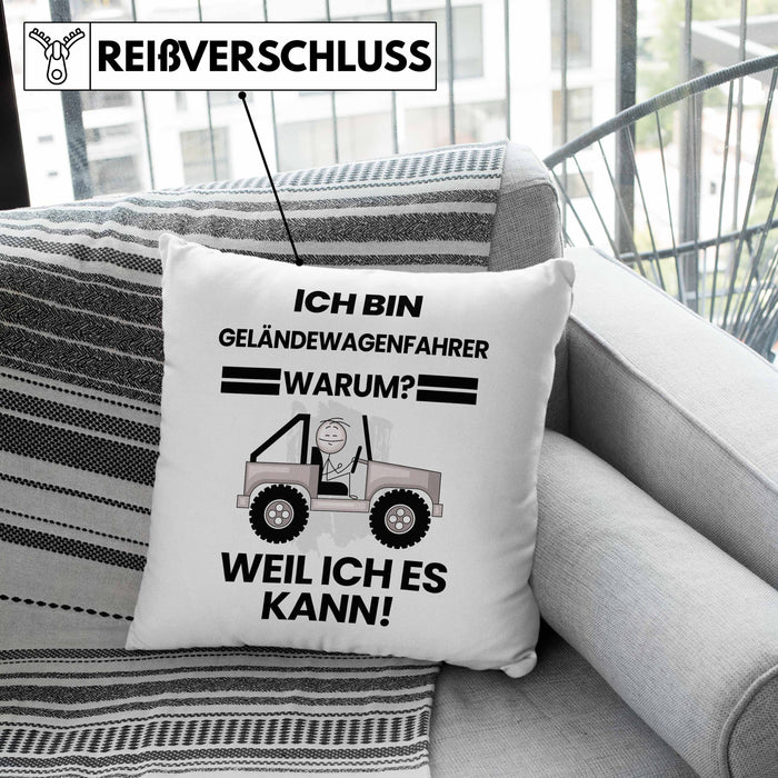Geländewagenfahrer Geschenk Kissen mit Füllung 40x40 Lustiger Spruch Ich Bin Geländewagenfahrer Warum Weil Ich Es Kann Geschenkidee Bester Geländewagenfahrer Geburtstag (Grau) Grün Trendation