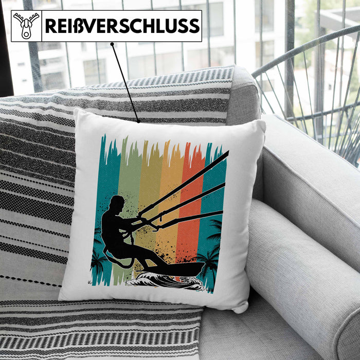 Kitesurfing Kissen mit Füllung 40x40 Geschenk für Kitesurfer Geschenkidee (Grau) Grün Trendation