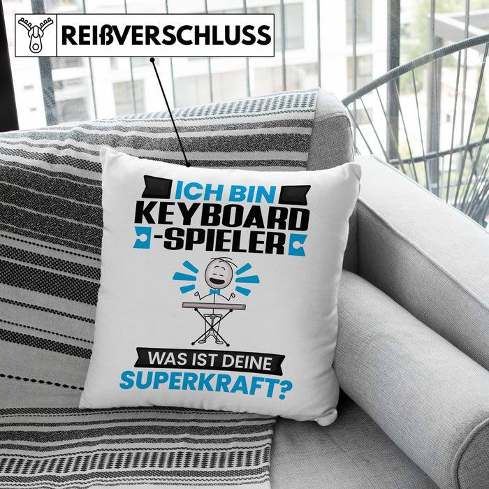 Keyboard-Spieler Kissen mit Füllung 40x40 Geschenk für Keyboard-Spieler Geburtstag Lustiger Spruch Was Ist Deine Superkraft (Grau) Grün Trendation