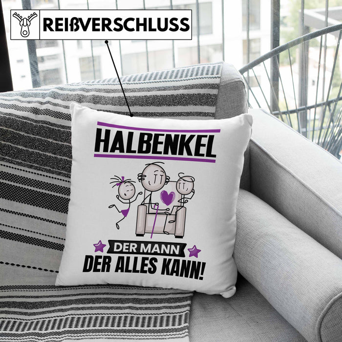 Halbenkel Kissen mit Füllung 40x40 Geschenk für Halbenkel Der Mann Der Alles Kann Geschenkidee zum Geburtstag (Grau) Rosa Trendation