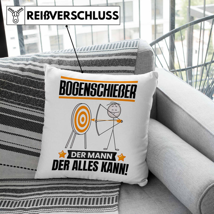 Bogenschießer Kissen mit Füllung 40x40 Geschenk für Bogenschießer Der Mann Der Alles Kann Geschenkidee zum Geburtstag (Grau) Grün Trendation