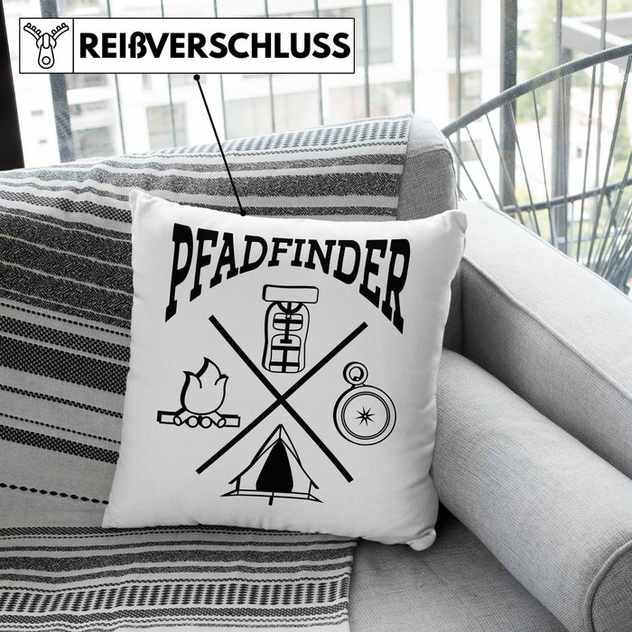 Pfadfinder Kissen mit Füllung 40x40 Geschenk Lustige Geschenkidee Für Pfadfinder (Grau) Grün Trendation