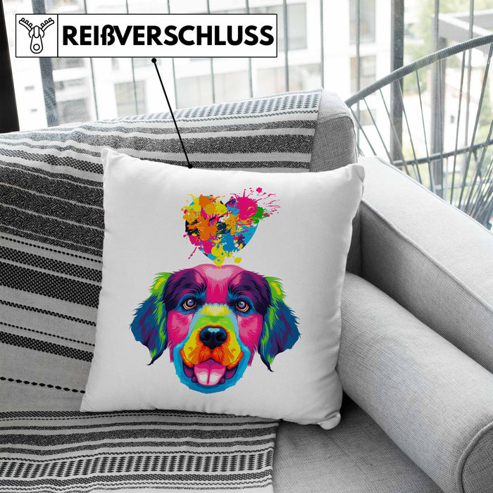 Golden Retriever Herz Farbe Besitzer Kissen mit Füllung 40x40 Geschenk Lustiger Spruch Geschenkidee Golden Retriever Liebhaber (Grau) Blau Trendation