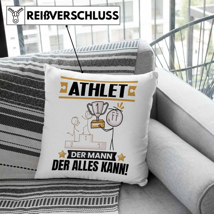Athlet Kissen mit Füllung 40x40 Geschenk für Athlet Der Mann Der Alles Kann Geschenkidee zum Geburtstag (Grau) Grün Trendation